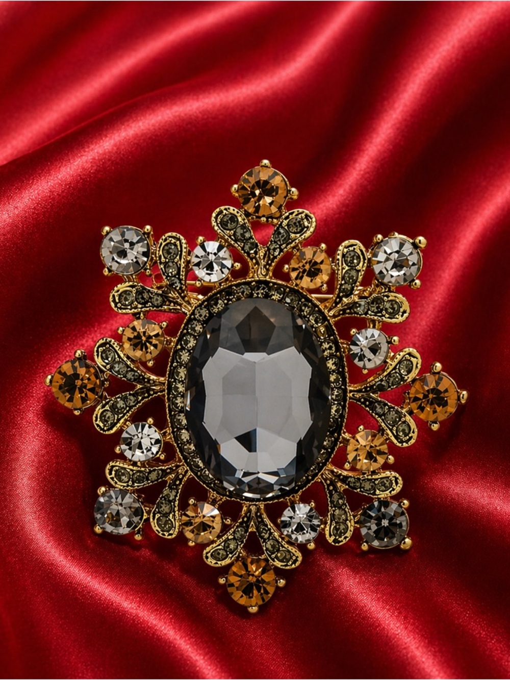 Chic Vintage Glam Sparkling Gemstone Crystal Brooch